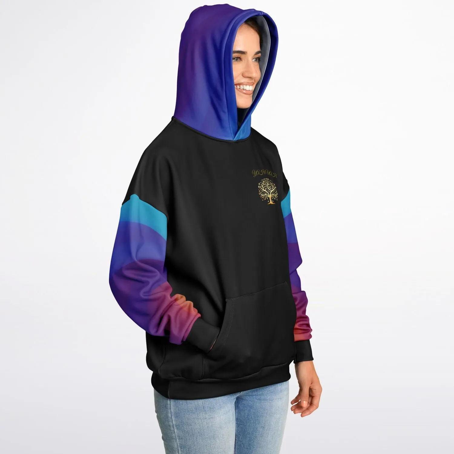 Yahuah-Tree of Life 01 Royal Designer Heavyweight Oversized Unisex Fleece Lined Pullover Hoodie