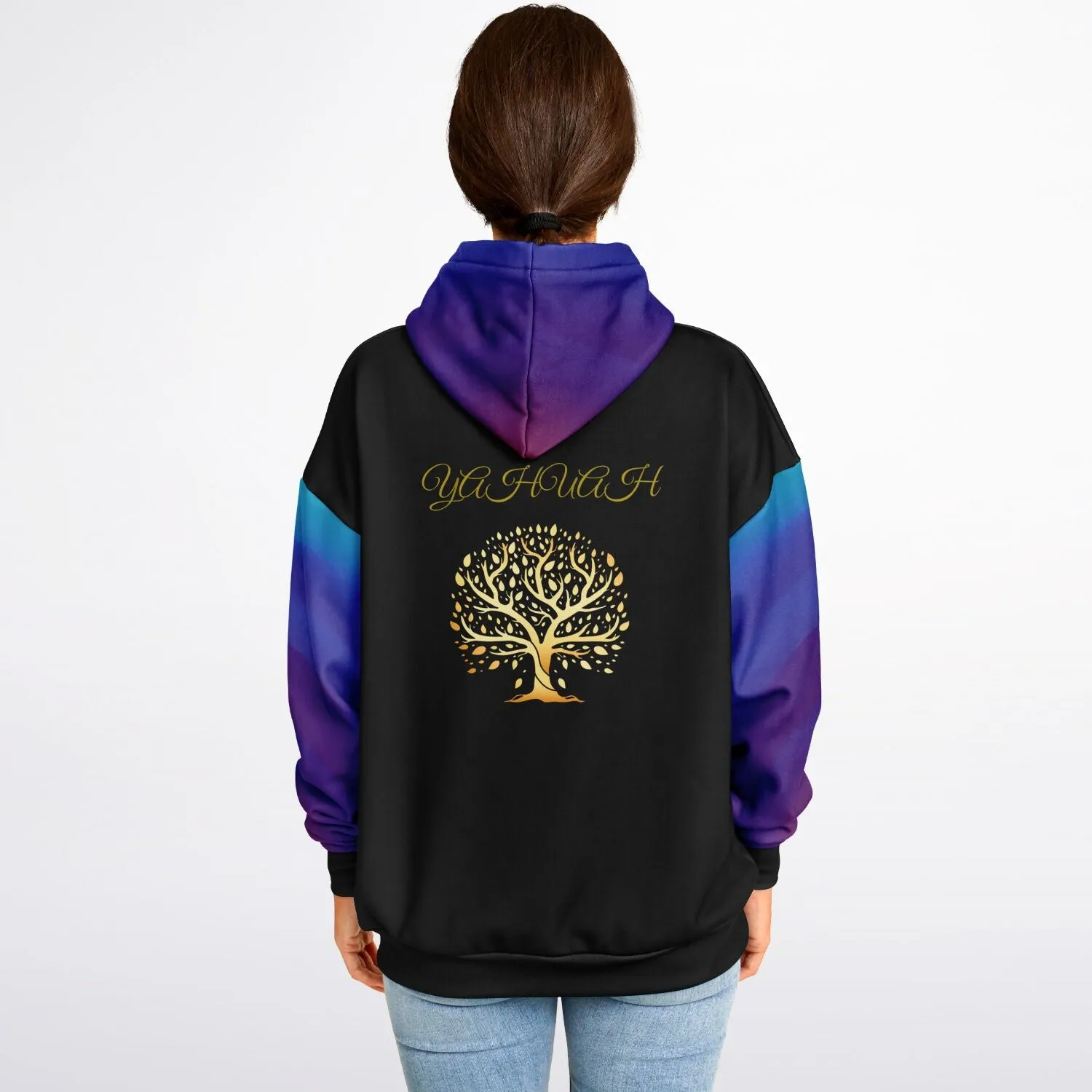 Yahuah-Tree of Life 01 Royal Designer Heavyweight Oversized Unisex Fleece Lined Pullover Hoodie